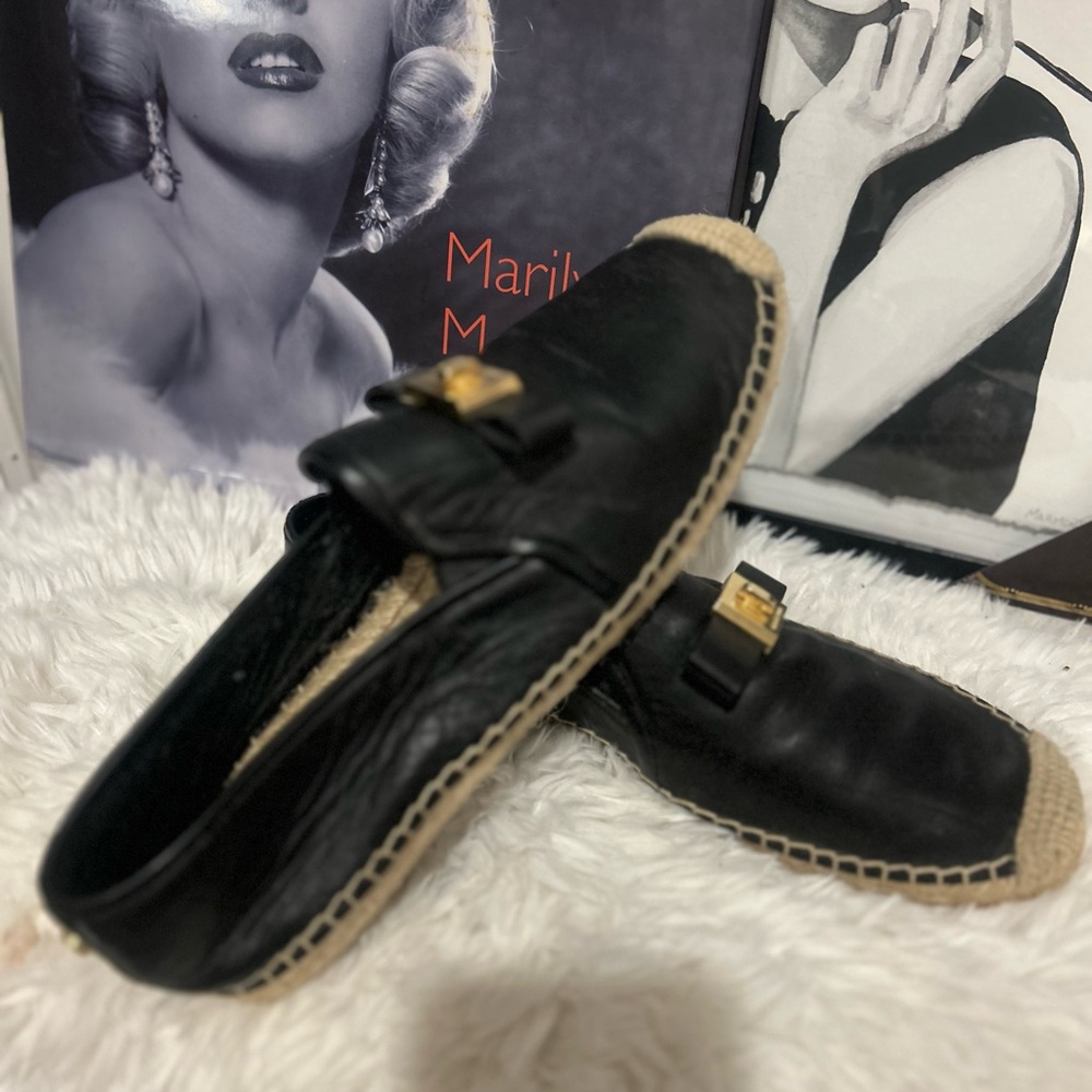 Michael Kors Black Leather Espadrilles
